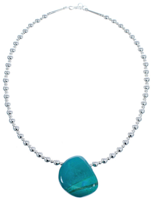 Sterling Silver and Chrysocolla Bead Necklace KX120987